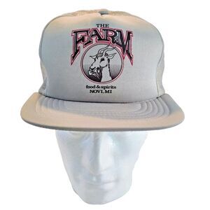 Vintage Trucker Snapback Trucker Hat Gray-Screen-printed The Farm food & Spirts